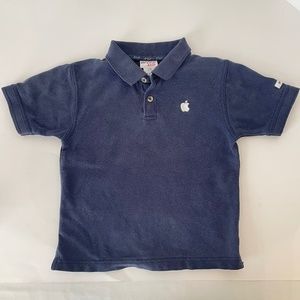 Apple Embroidered Polo Tee Shirt Vintage Blue